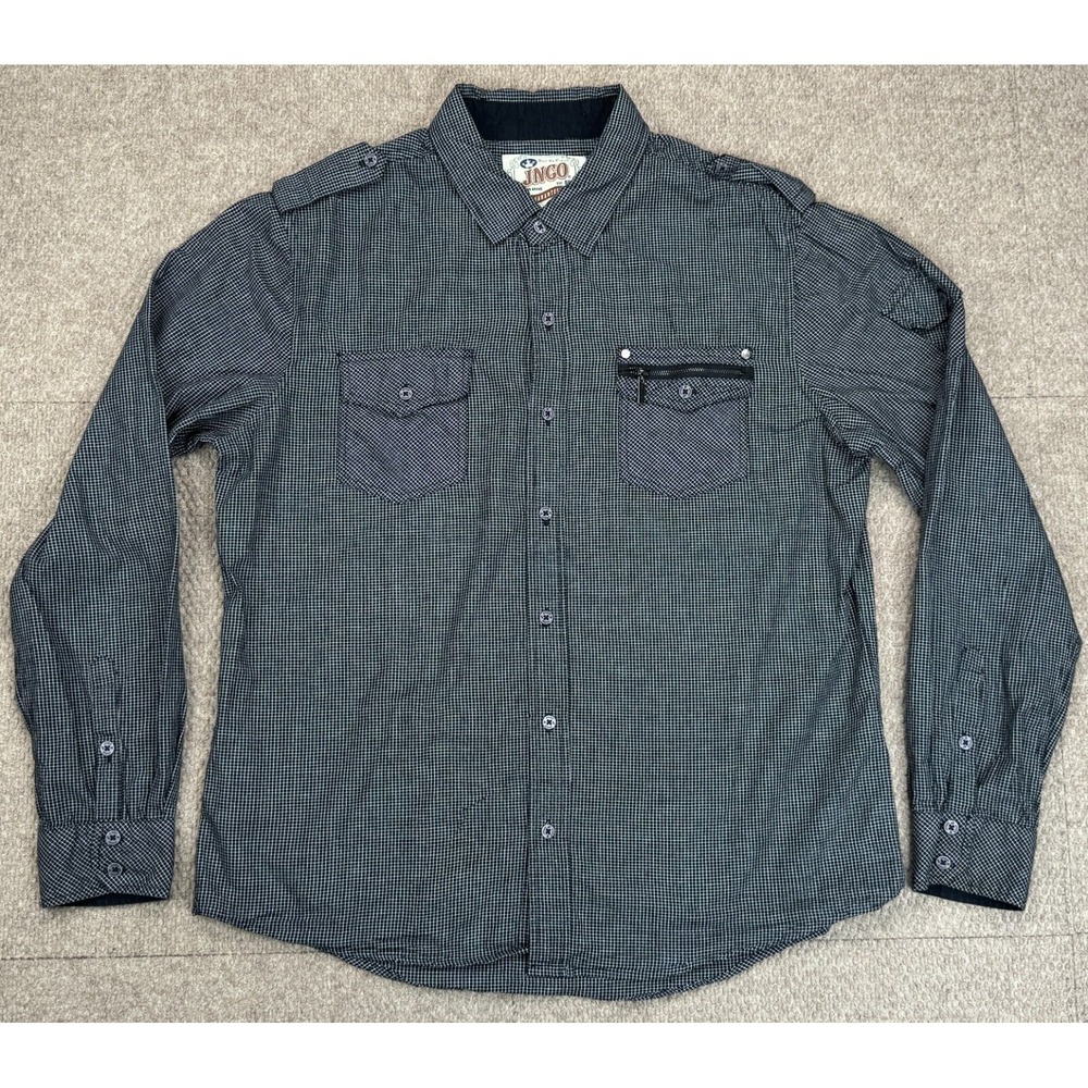 JNCO Men's Button Up Long Sleeve Military‎ Shirt Size XL
